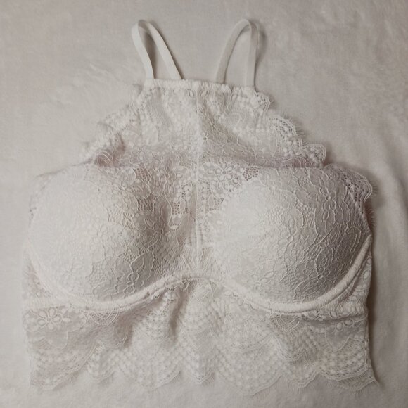 Victoria Secret Pink, Bralette, White Lace Padded, Underwire, Push Up, Med (A-C) - Picture 8 of 9